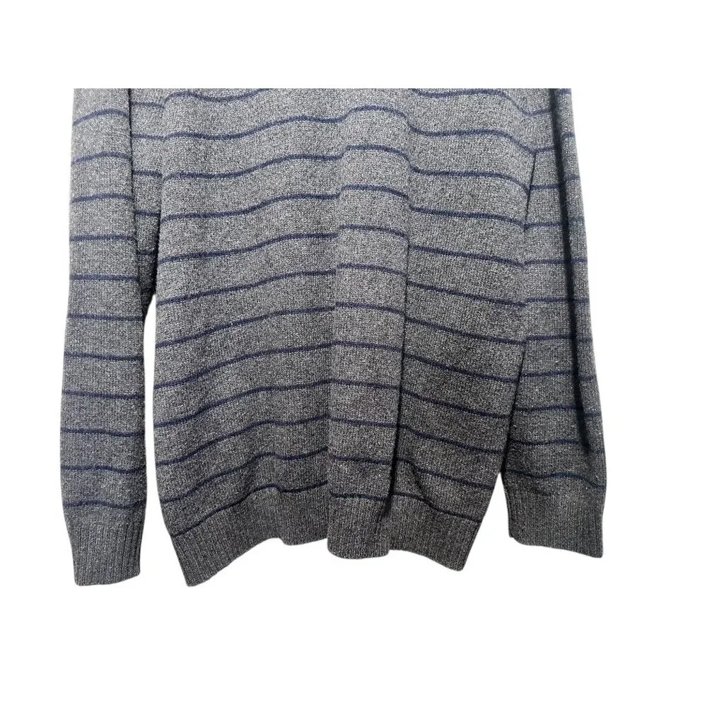 Old Navy Wool Button Down Cardigan Men XXL Tall Gray Shawl Neck Striped Nautical